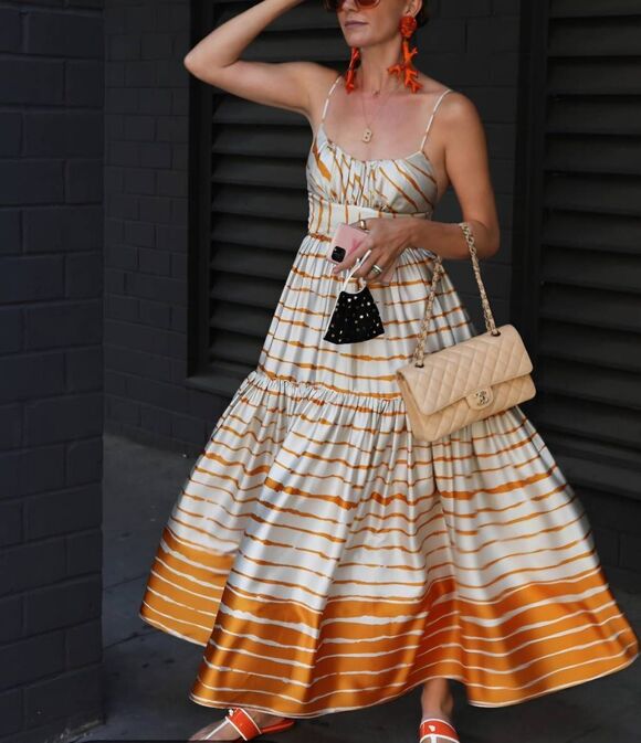No Brand Dresses & Skirts - NWT SILVIA TCHERASSI Carbonia orange Abstract stripe dress sz Large